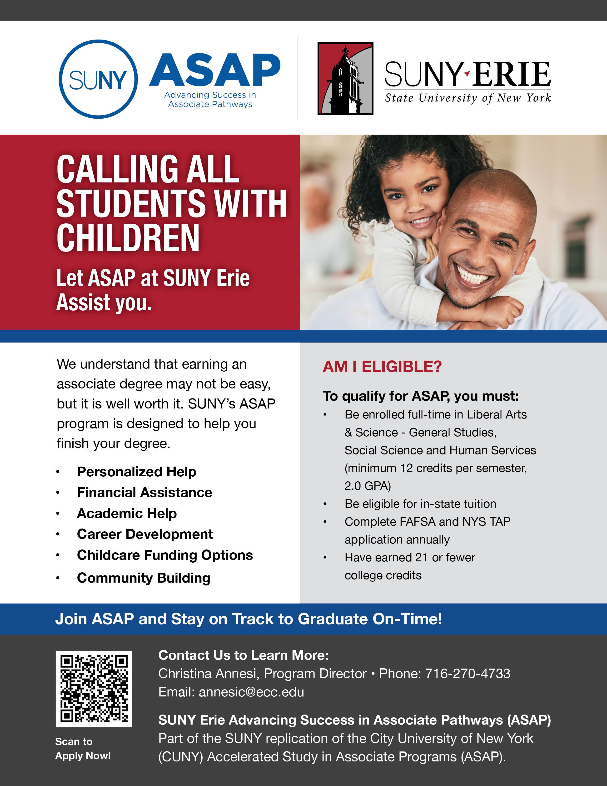 Calling all students with children: Let ASAP At SUNY Erie Assist you!